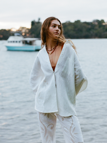 Soleil Soleil | Riley Shirt - Lotus Broderie