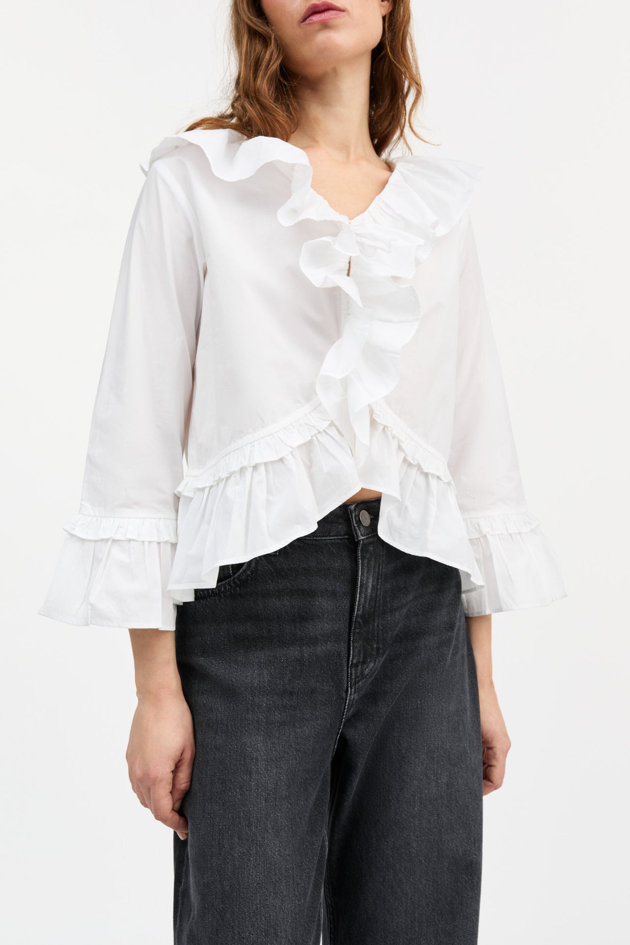 Skall Studio | Rimini Flounce Blouse - Optic White