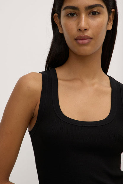 Assembly Label | Robyn Scoop Neck Rib Tank - Black