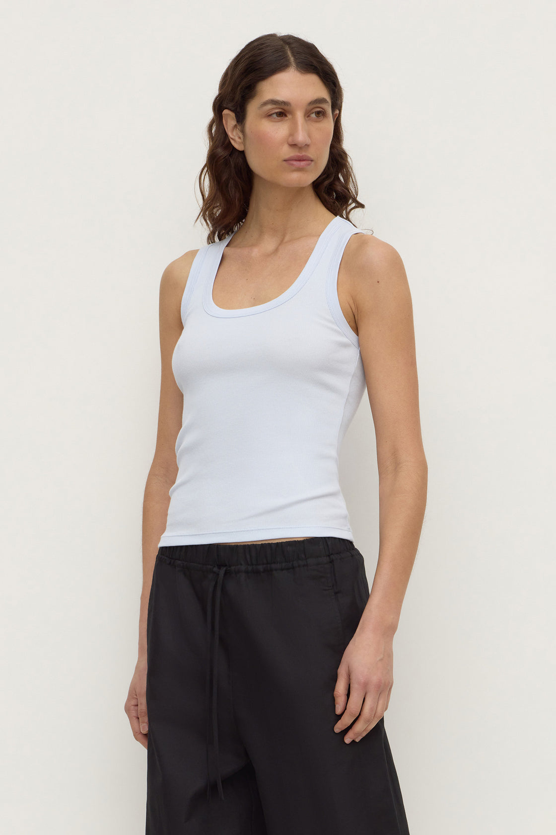 Assembly Label | Robyn Scoop Neck Rib Tank - Powder Blue