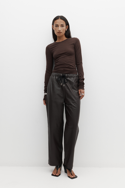 Rebe | Merino Ruched LS Tee - Balsamic