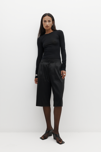 Rebe | New Ruched LS Tee - Black