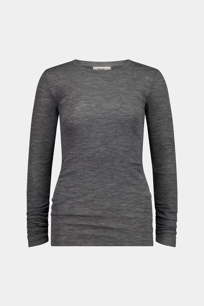 Rebe | Ruched Longsleeve Merino - Grey