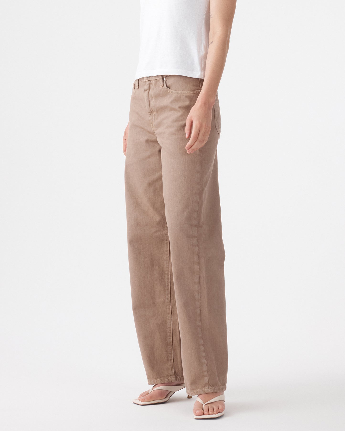 Outland Denim | Olive Mid Slouchy Wide Jean - Mushroom