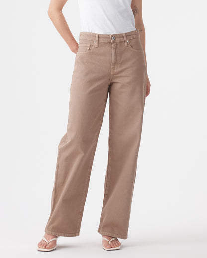 Outland Denim | Olive Mid Slouchy Wide Jean - Mushroom