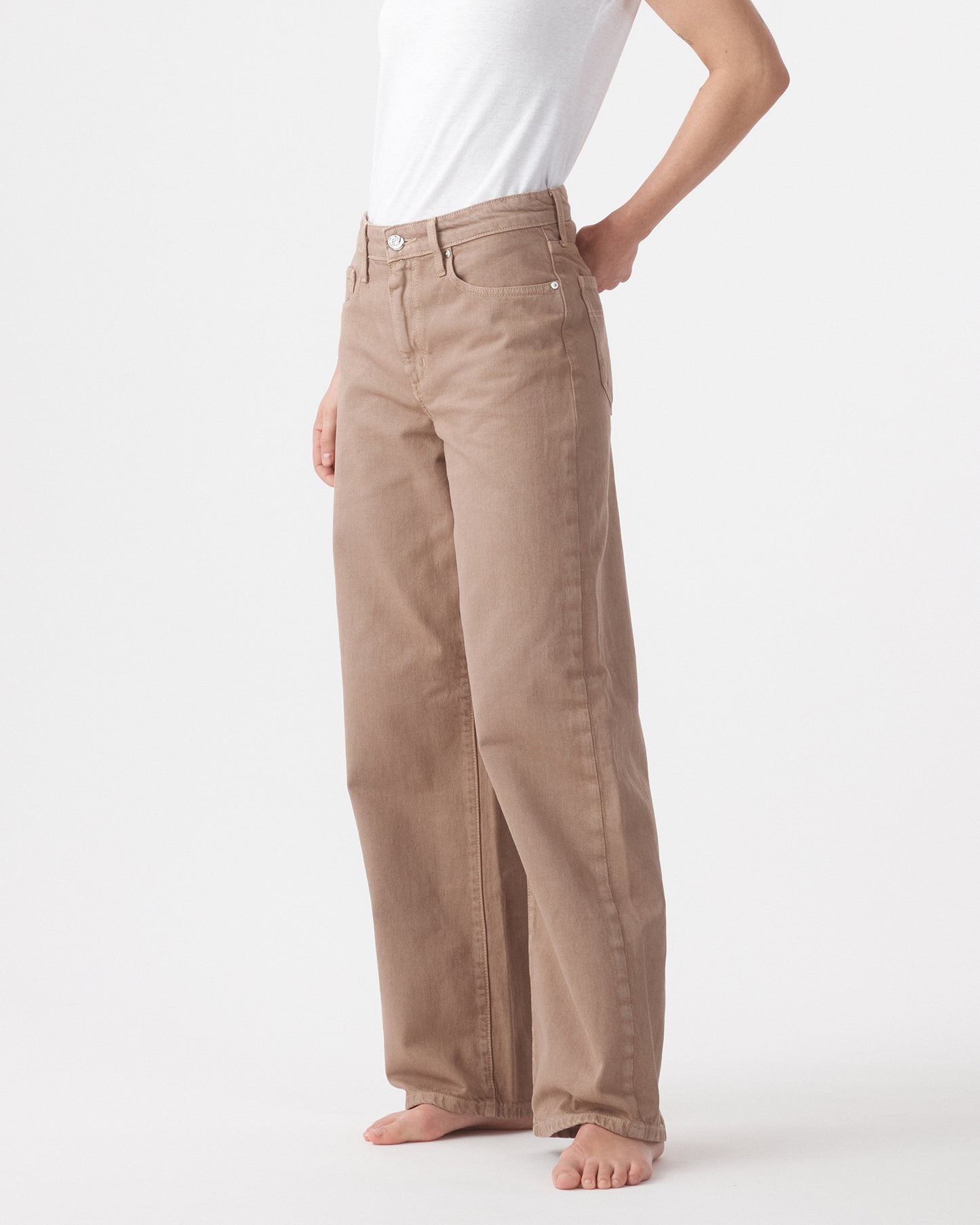 Outland Denim | Olive Mid Slouchy Wide Jean - Mushroom