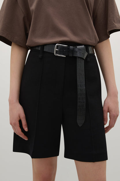 A.Emery | Leroy Belt - Black Embossed Croc