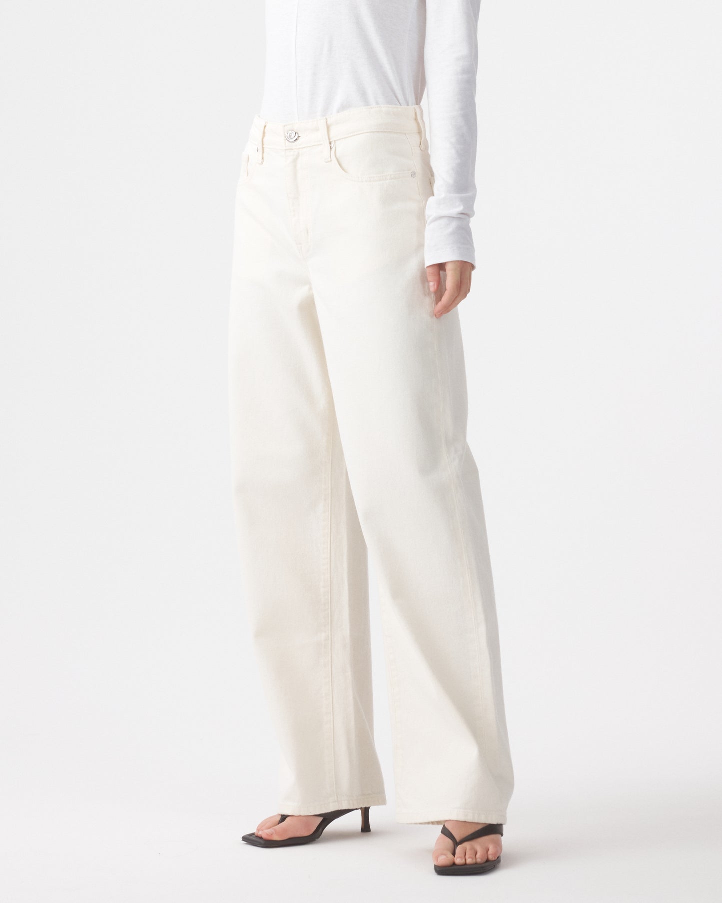 Outland Denim | Olive Mid Slouchy Wide Jean - Bone