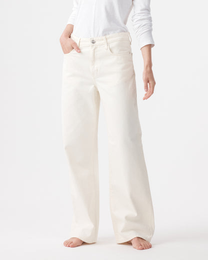 Outland Denim | Olive Mid Slouchy Wide Jean - Bone