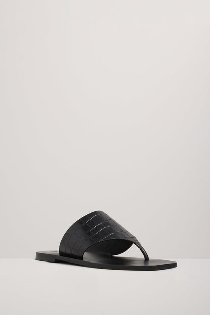 A.Emery | Paton Sandal - Black Embossed Croc