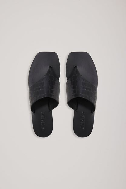 A.Emery | Paton Sandal - Black Embossed Croc