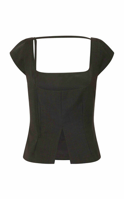 St Agni | Wool Cap Sleeve Top - Umber
