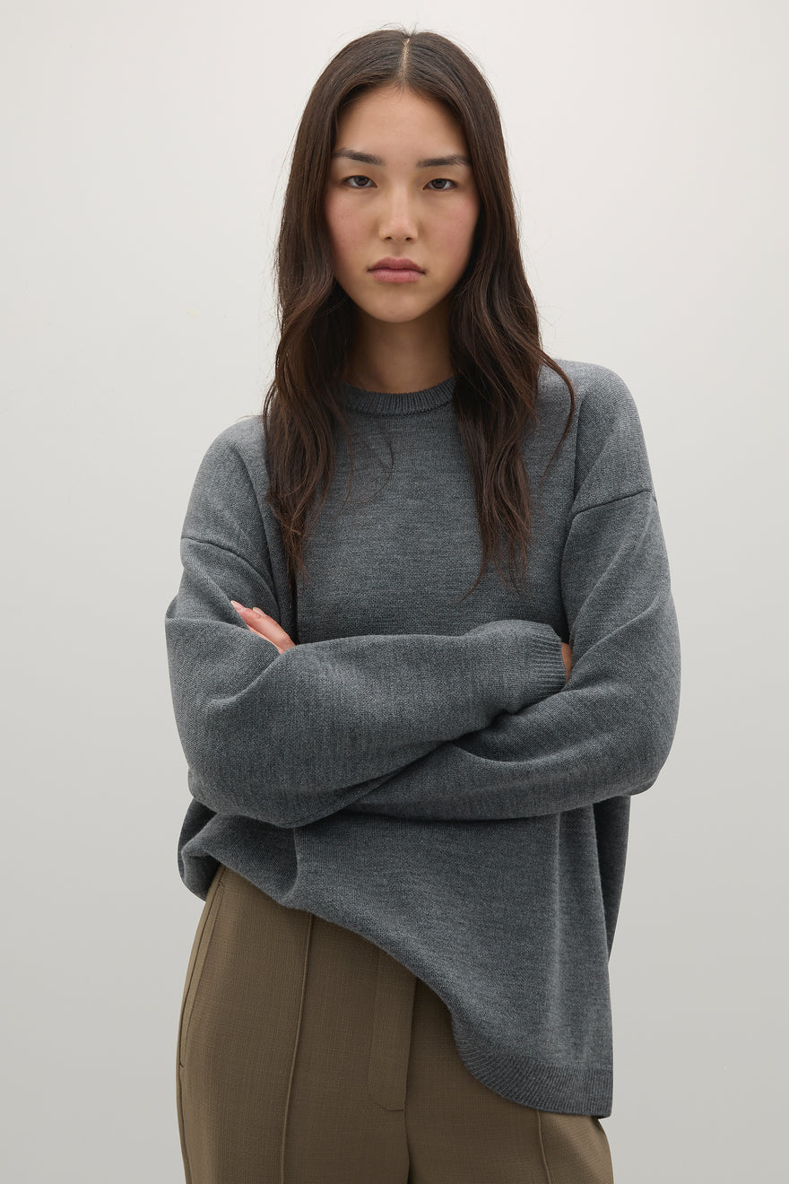 A.Emery | Reid Crew Knit - Mid Grey Melange