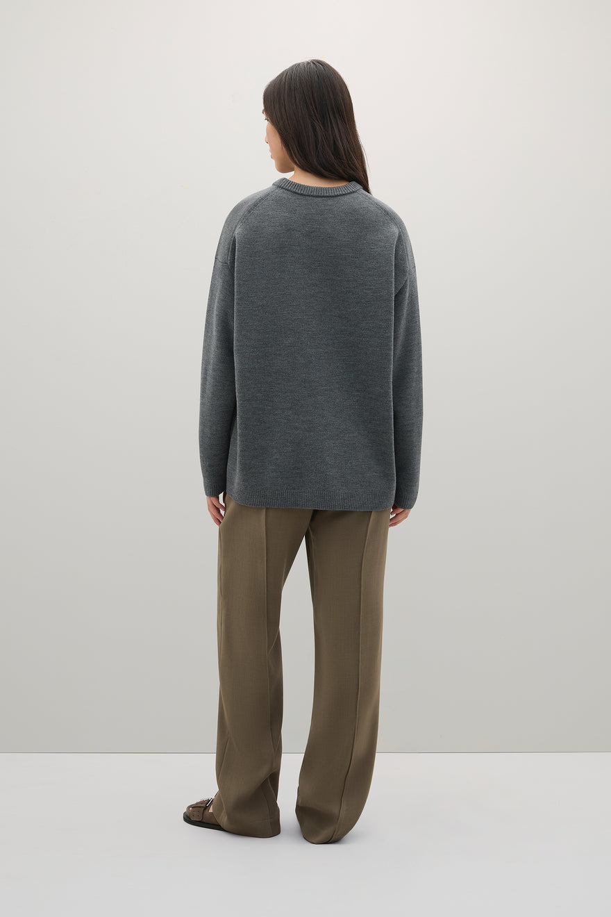 A.Emery | Reid Crew Knit - Mid Grey Melange