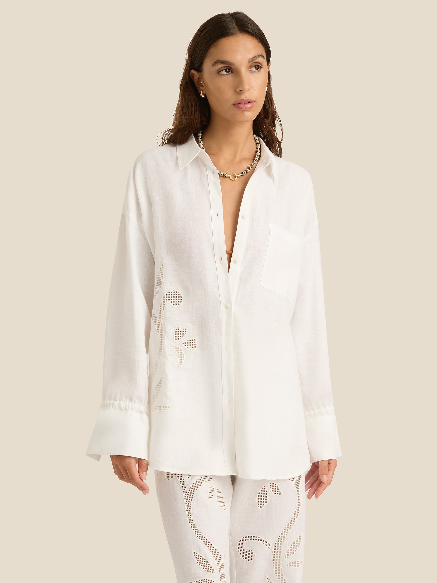 Soleil Soleil | Riley Shirt - Lotus Broderie