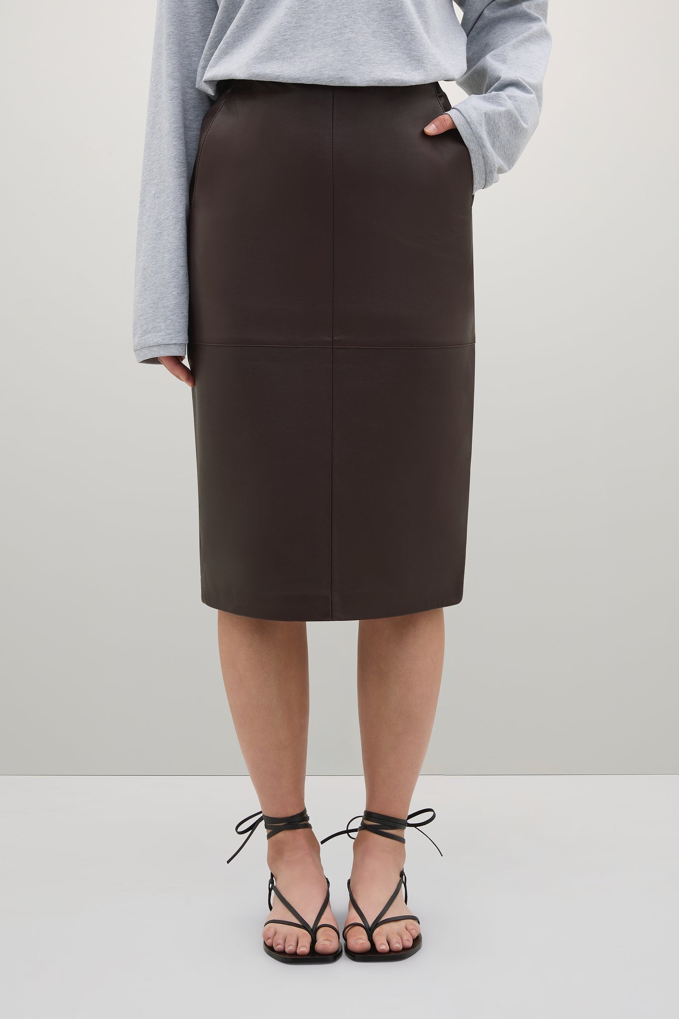 A.Emery | Wright Leather Skirt - Mahogany