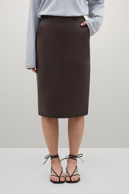 A.Emery | Wright Leather Skirt - Mahogany