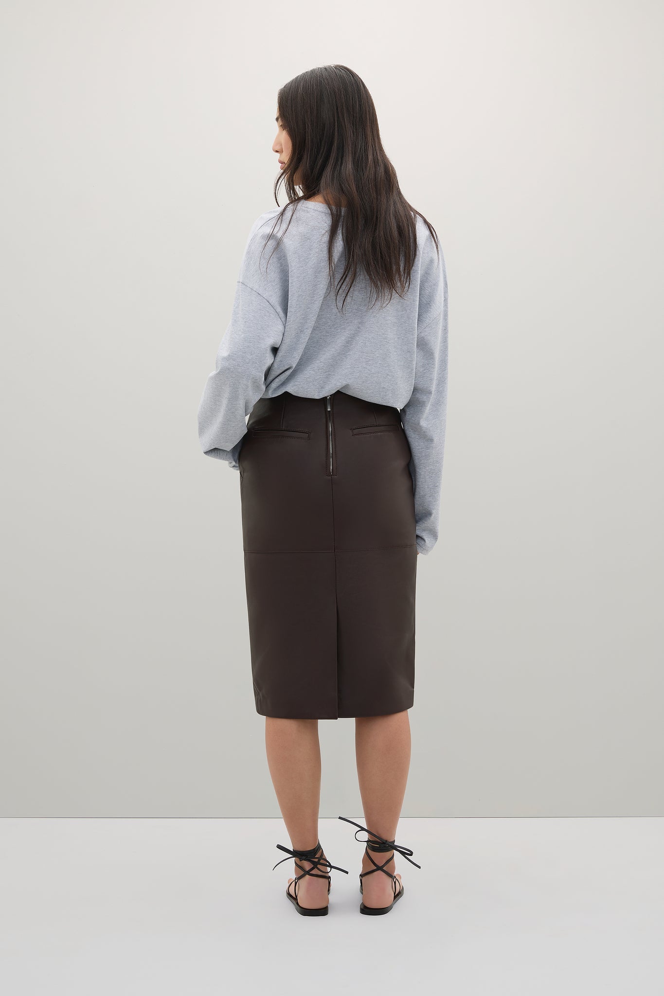 A.Emery | Wright Leather Skirt - Mahogany