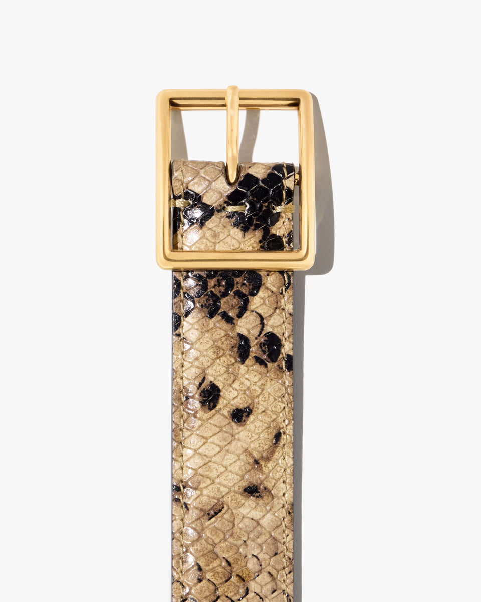 Nili Lotan | Gabriele Belt - Taupe Snakeskin With Gold Buckle