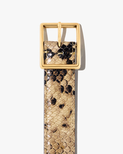 Nili Lotan | Gabriele Belt - Taupe Snakeskin With Gold Buckle
