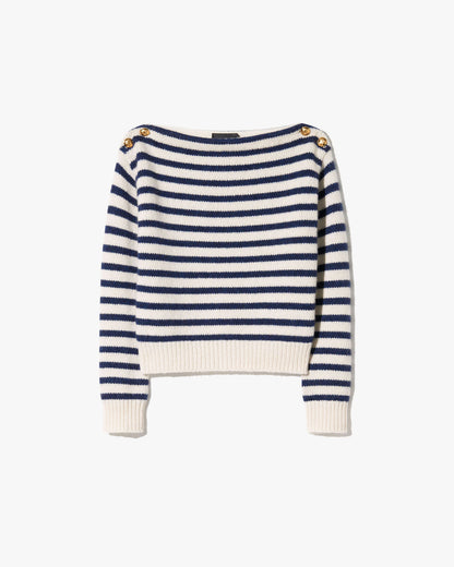 Nili Lotan | Tandy Sweater - Ivory / Marine Stripe