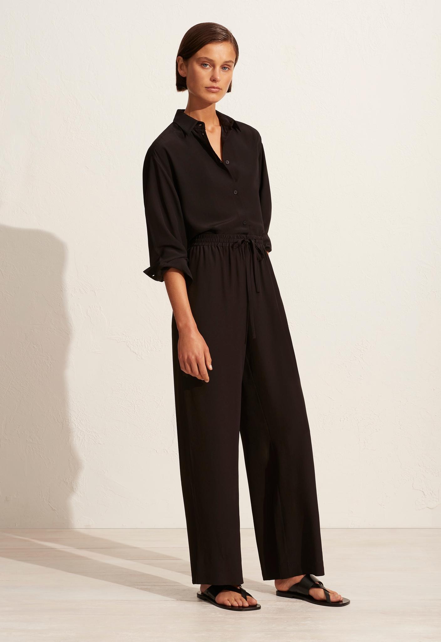Matteau | Long Sleeve Silk Shirt - Black