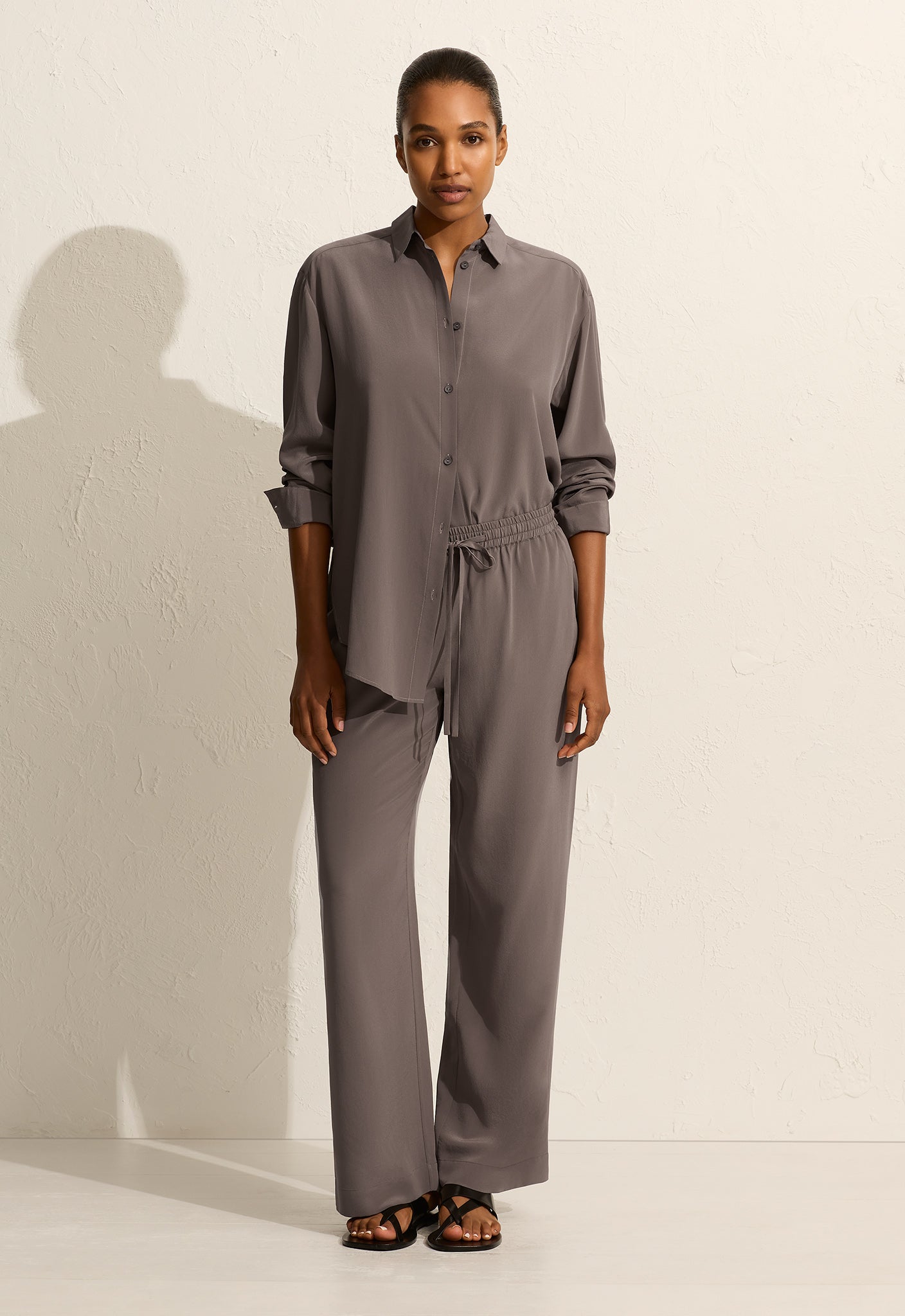 Matteau | Long Sleeve Silk Shirt - Slate