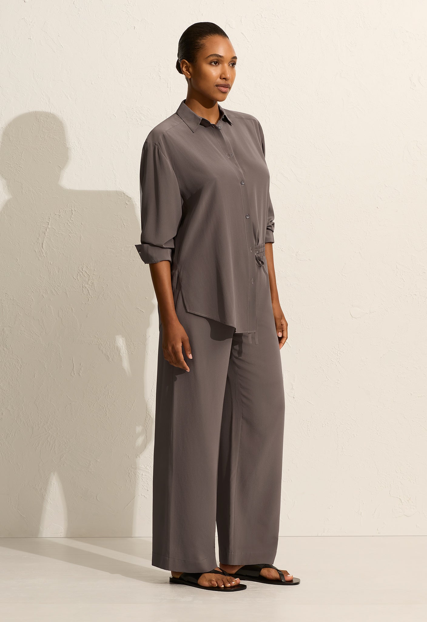 Matteau | Long Sleeve Silk Shirt - Slate