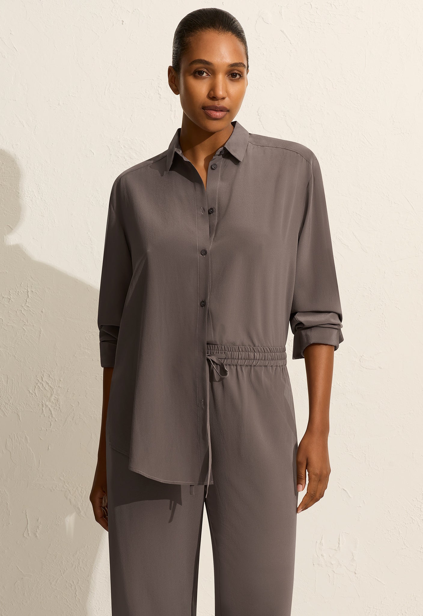 Matteau | Long Sleeve Silk Shirt - Slate