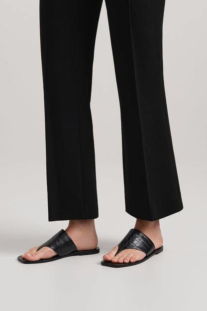 A.Emery | Paton Sandal - Black Embossed Croc