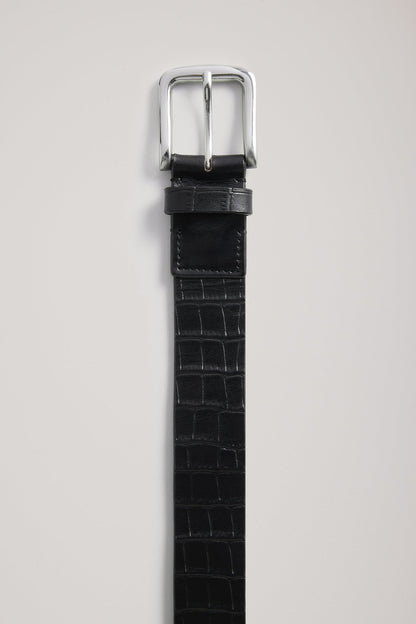 A.Emery | Leroy Belt - Black Embossed Croc