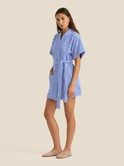Soleil Soleil | Towelling Mini Robe - Kin Cornflower