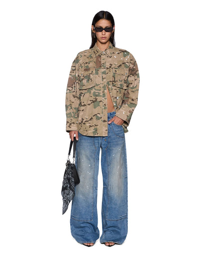 Ksubi | Astra Cargo Ls Shirt - Woodland Camo