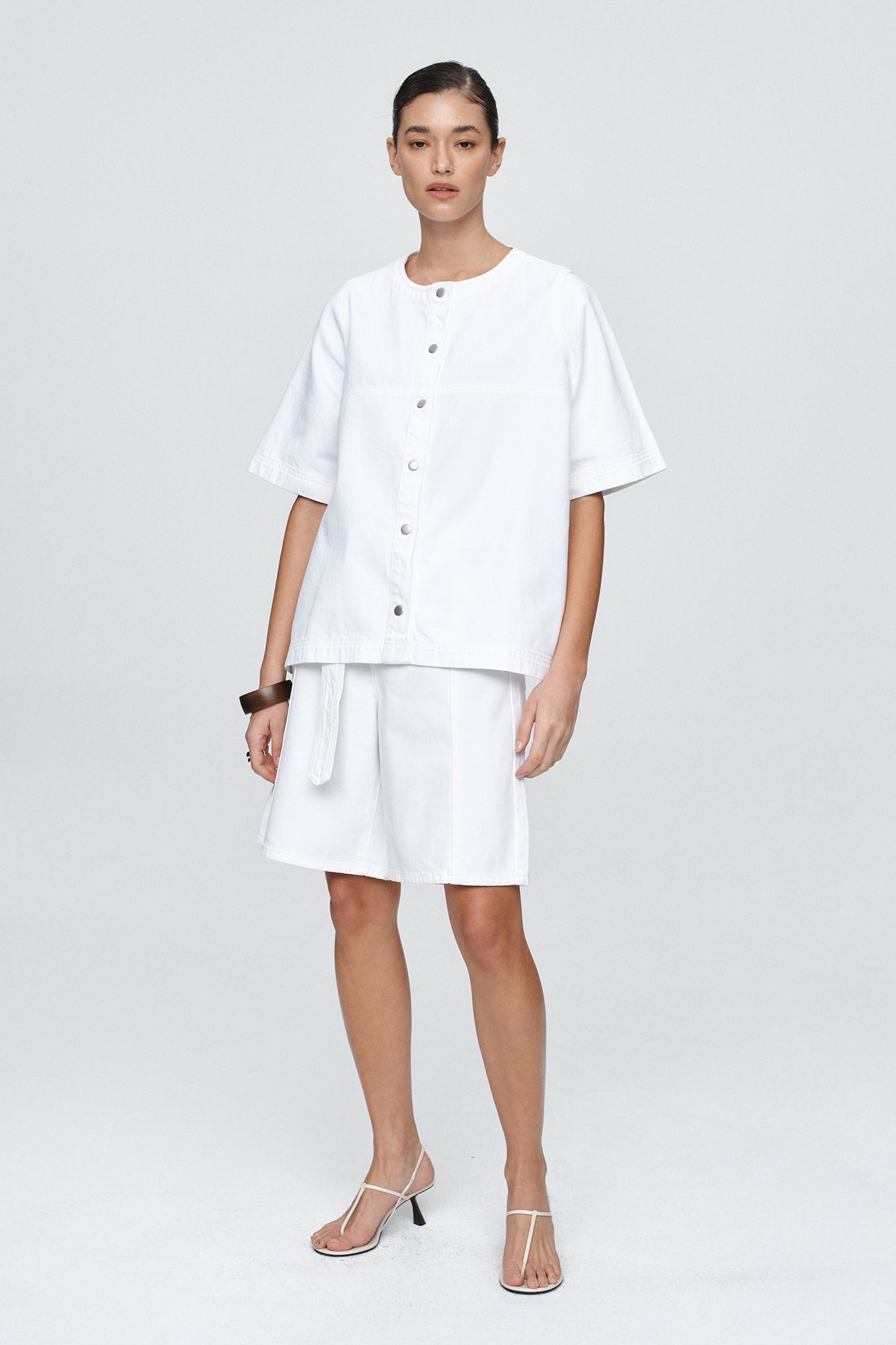 Marle | Short Sleeve Seam Shirt - Blanc
