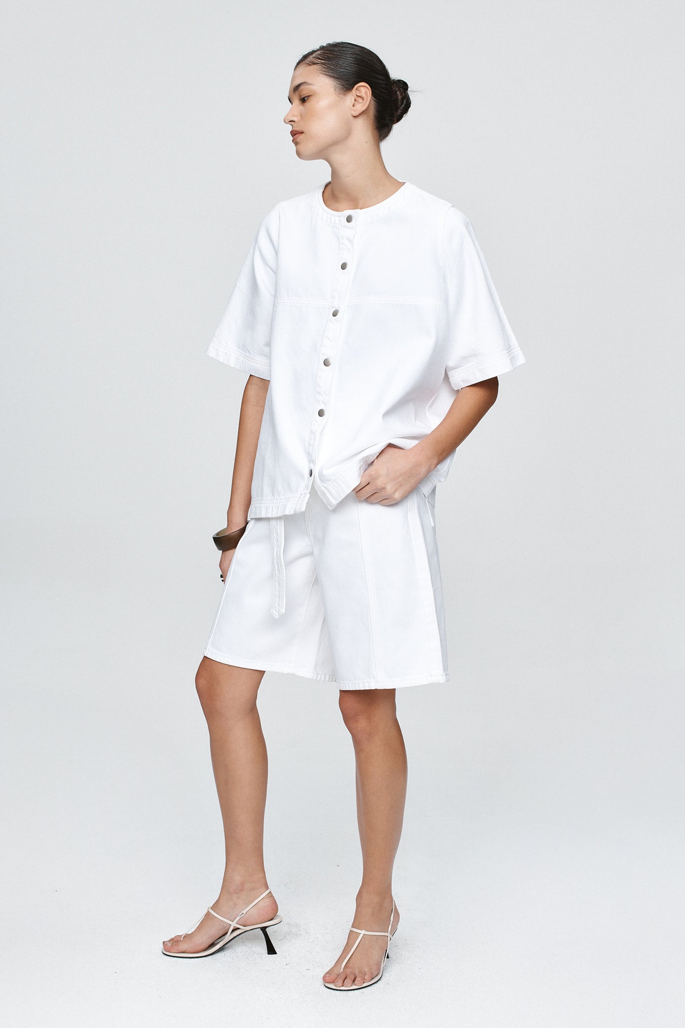 Marle | Short Sleeve Seam Shirt - Blanc