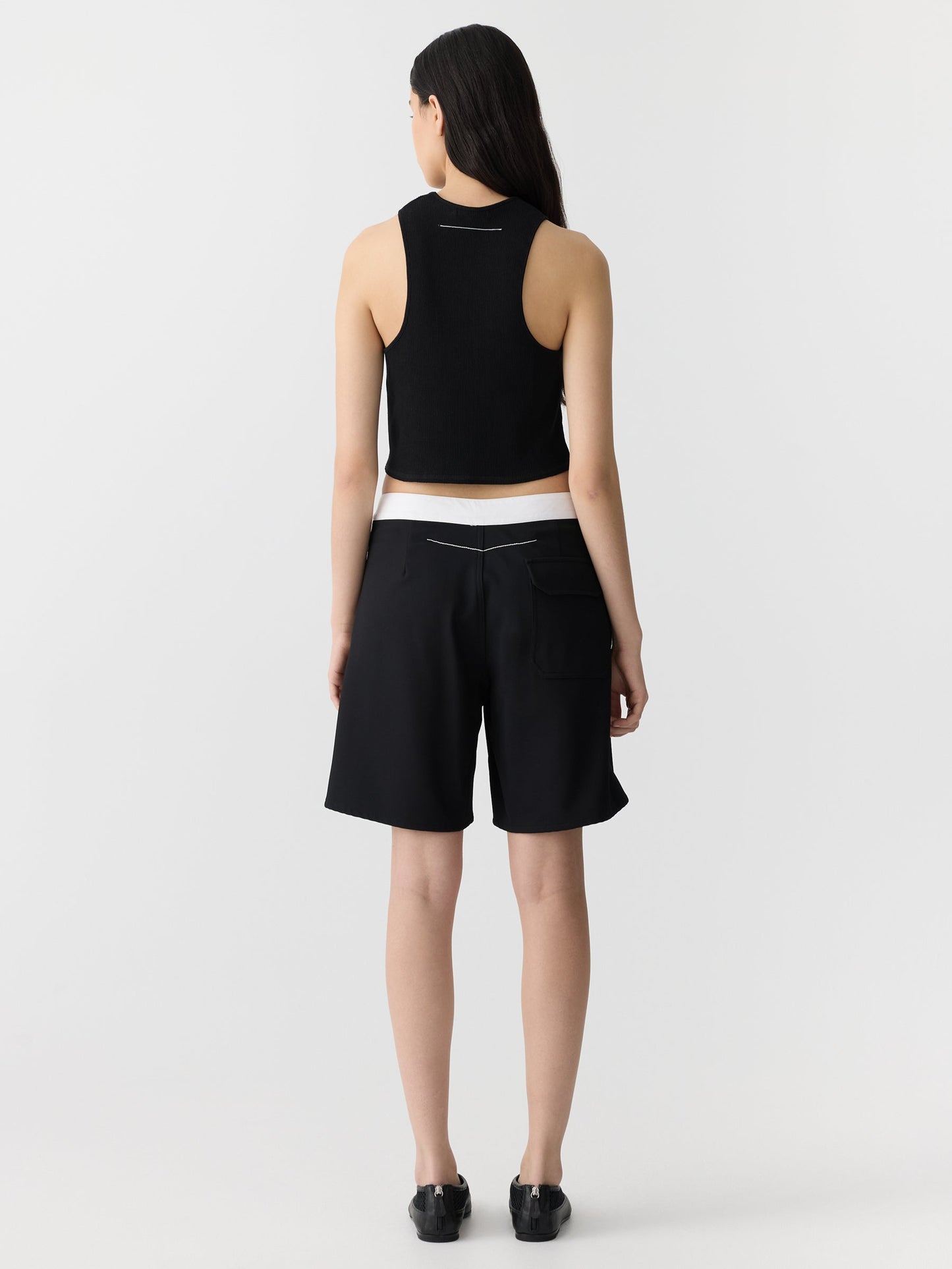 Bassike | Cropped Rib Athletic Tank - Black