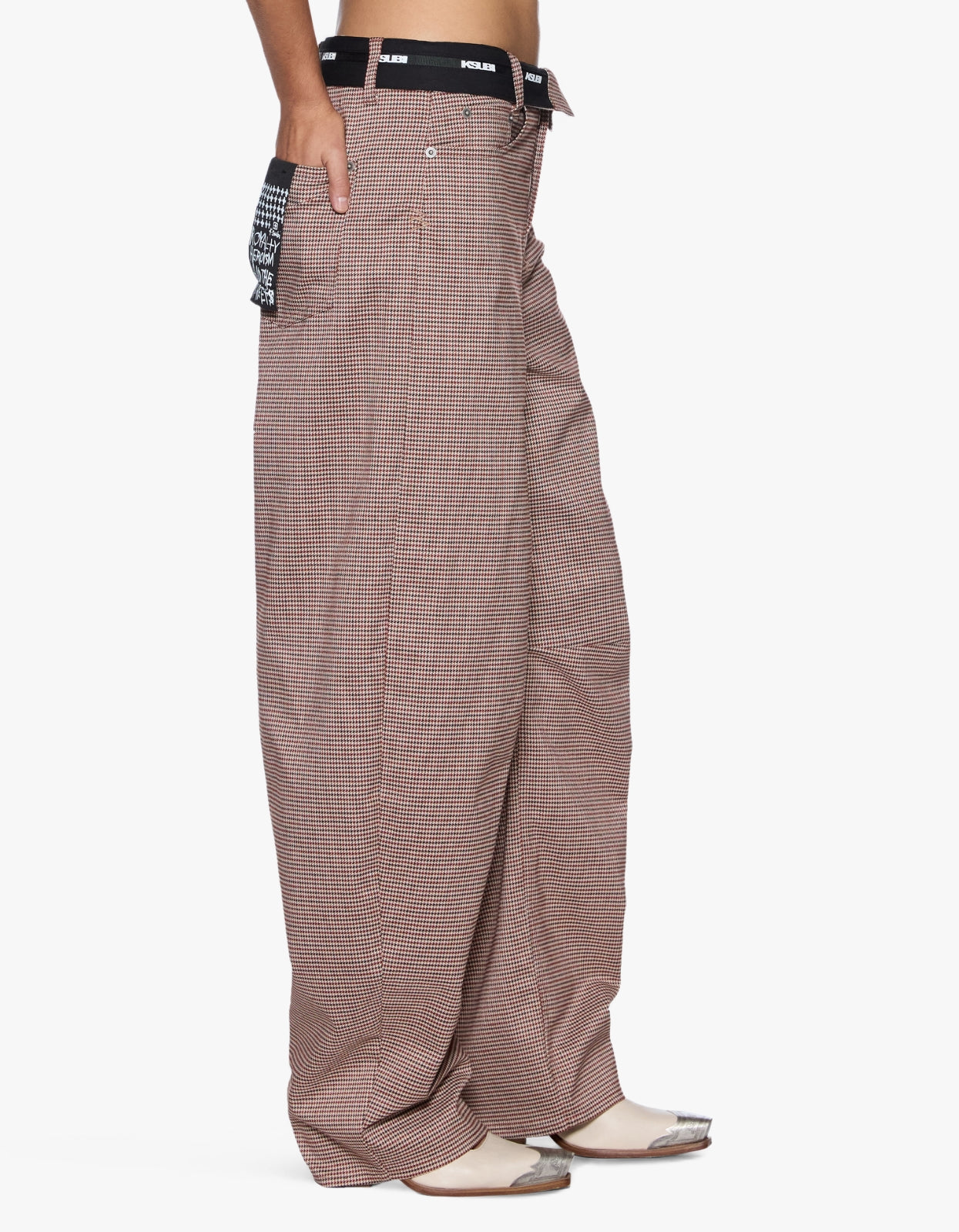 Ksubi | Barrel Trouser Flip Houndstooth - Brown
