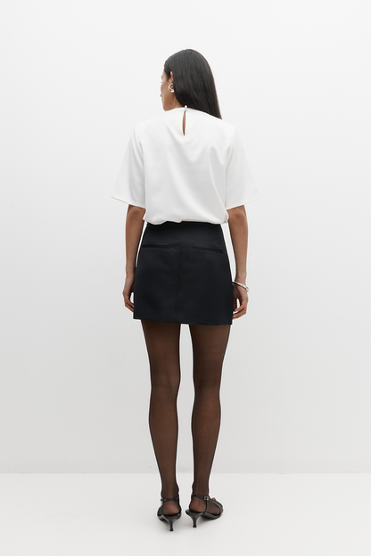 Rebe | Satin Mini Skirt - Black