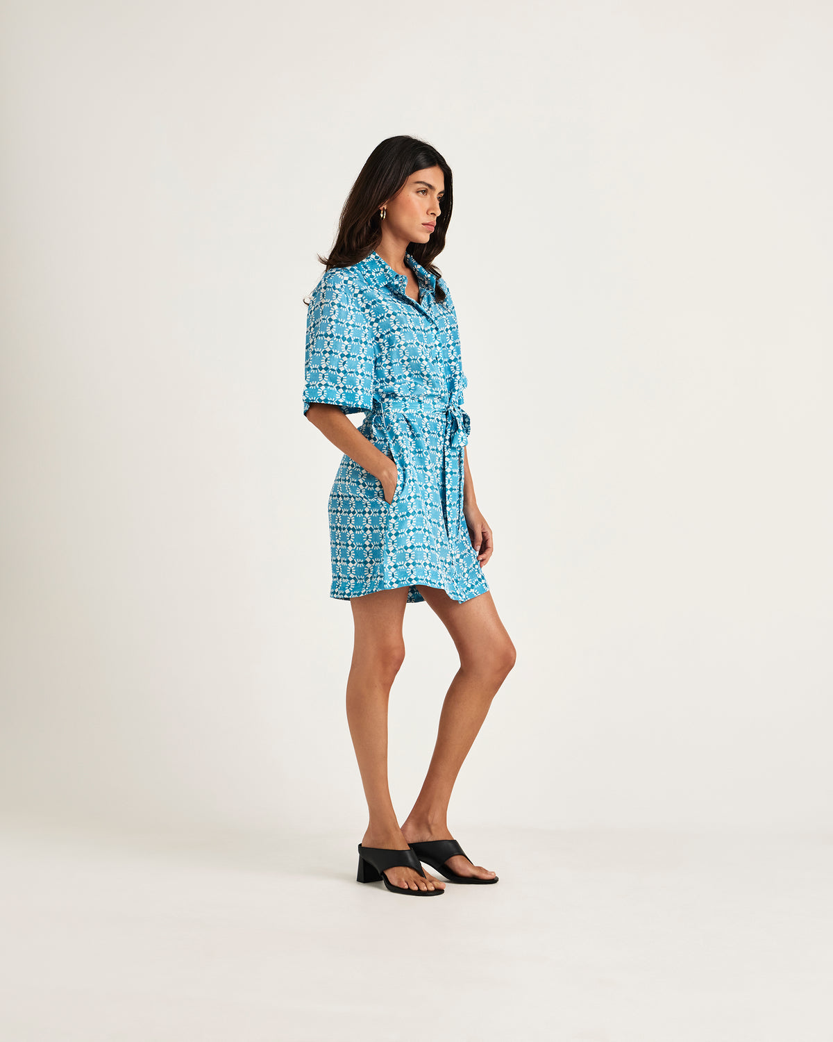 Chameli | Salerno Mini Short Sleeve Dress - Blue Nazar