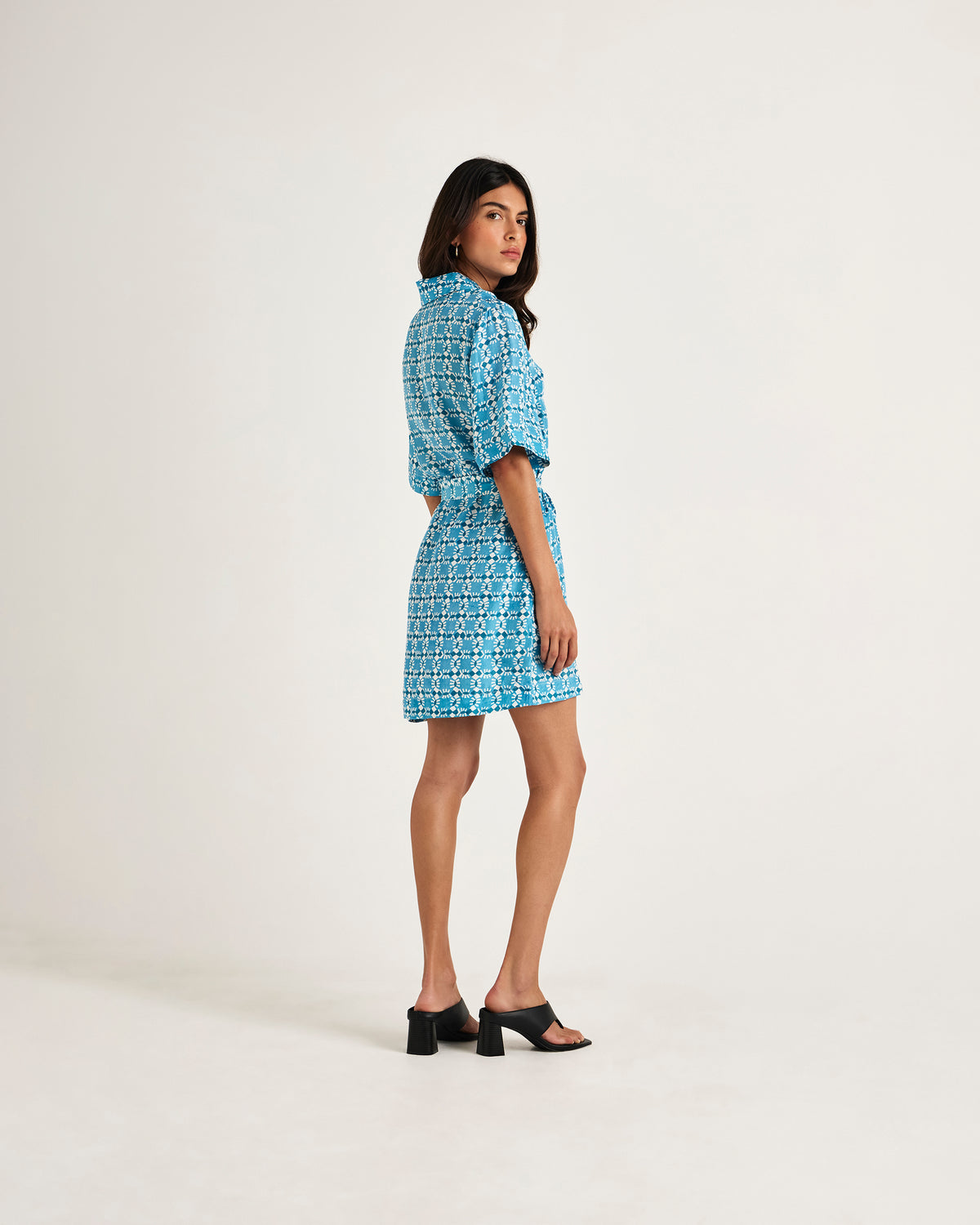 Chameli | Salerno Mini Short Sleeve Dress - Blue Nazar