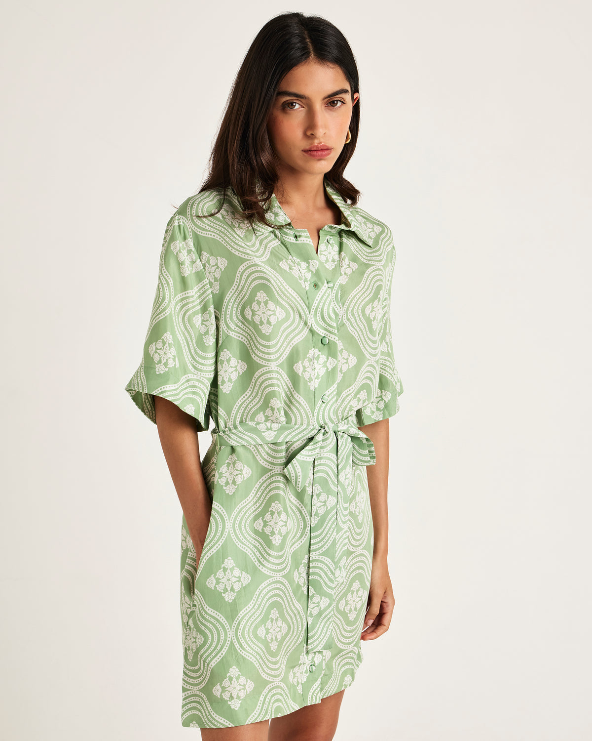 Chameli | Salerno Short Sleeve Mini Dress - Wavy Meadow