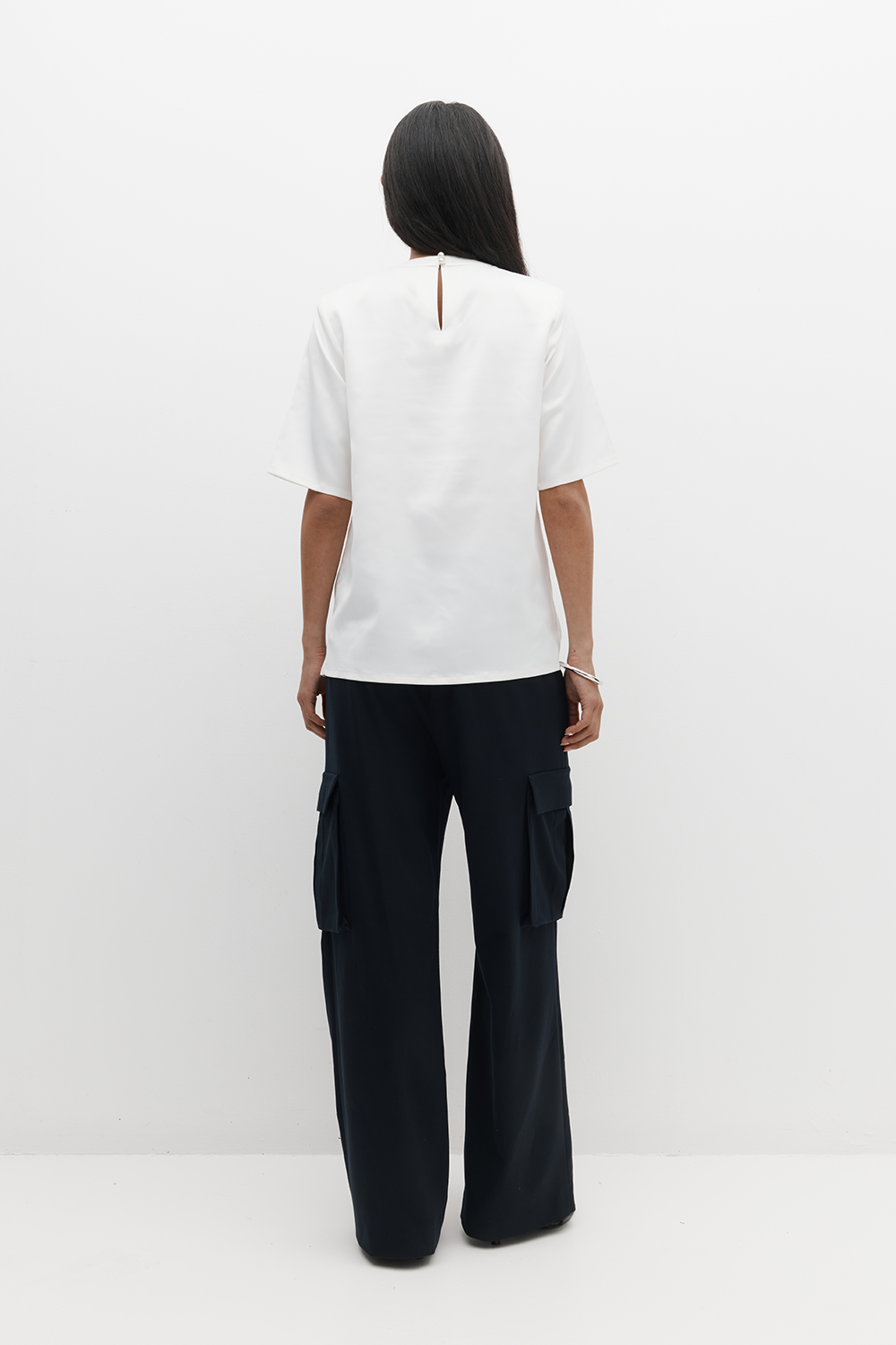 Rebe | Satin Shoulder Top - Ivory