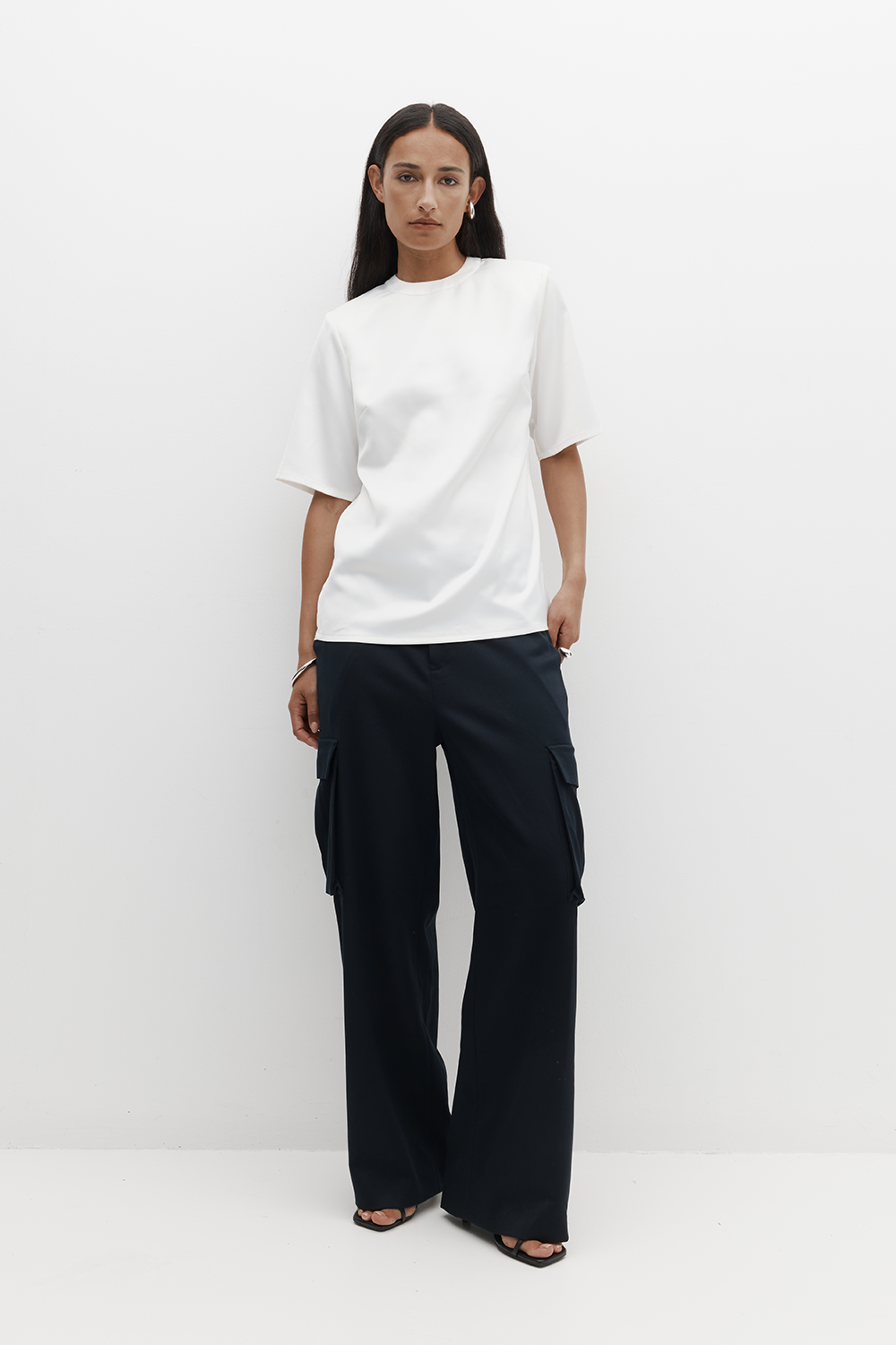 Rebe | Satin Shoulder Top - Ivory