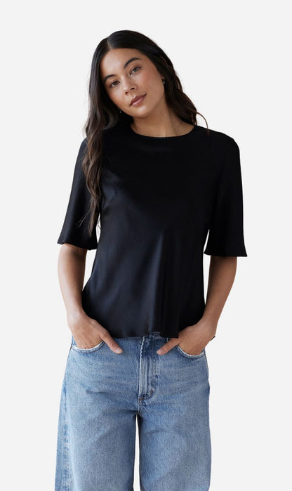 Dear Dylan | Silk Bias Tee - Noir