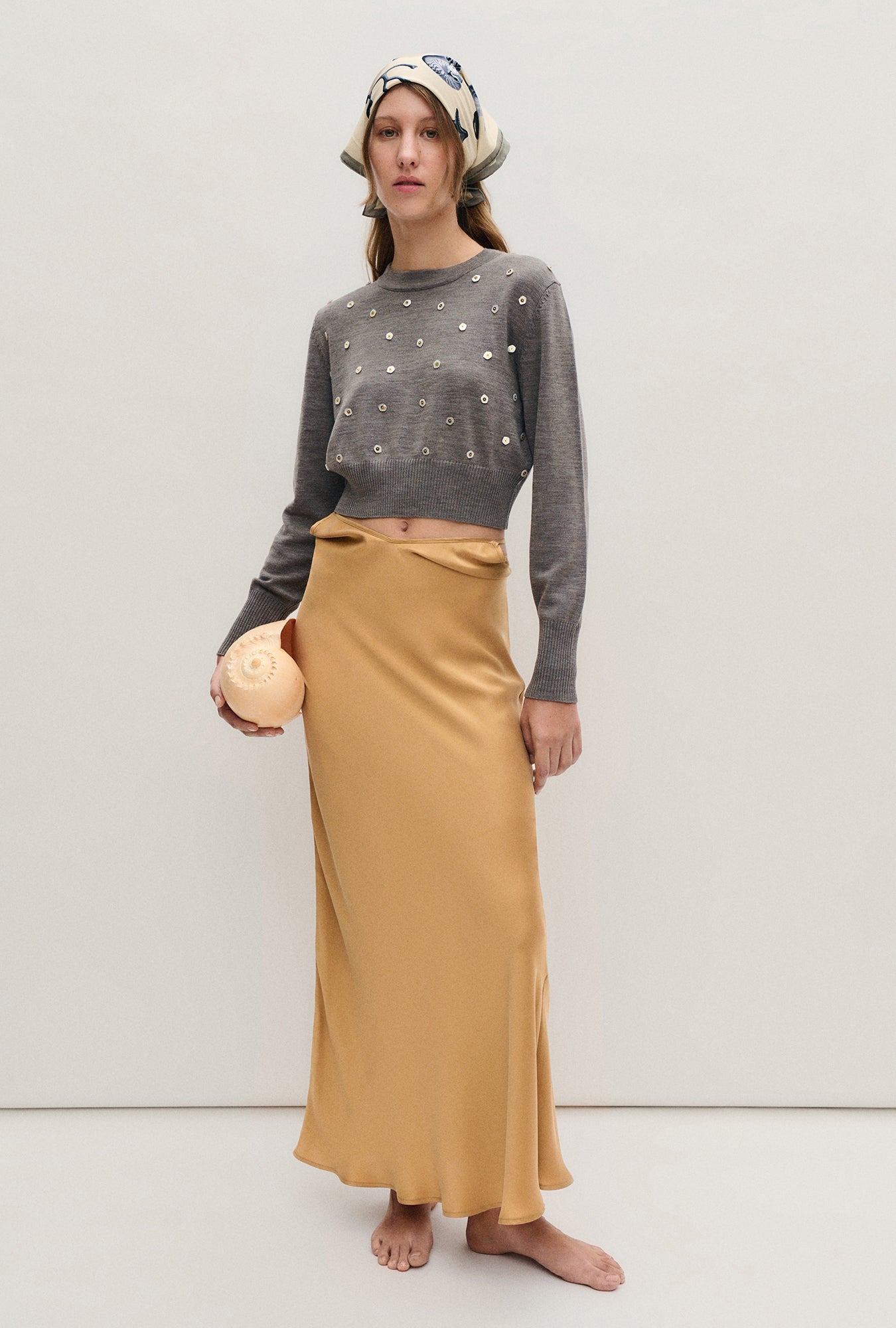 Silk Laundry | Cropped Crewneck - Pearl