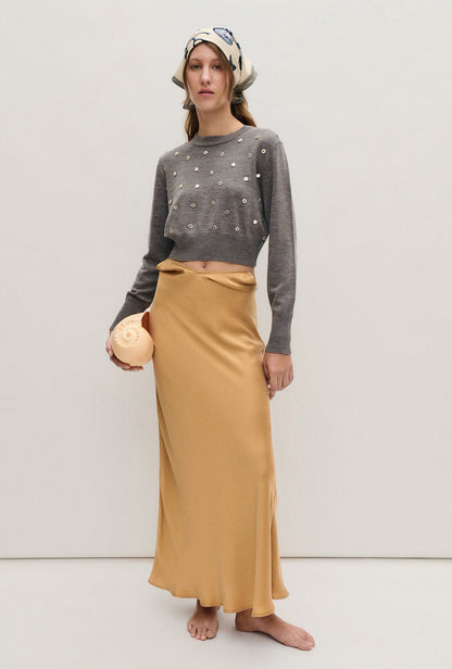 Silk Laundry | Cropped Crewneck - Pearl