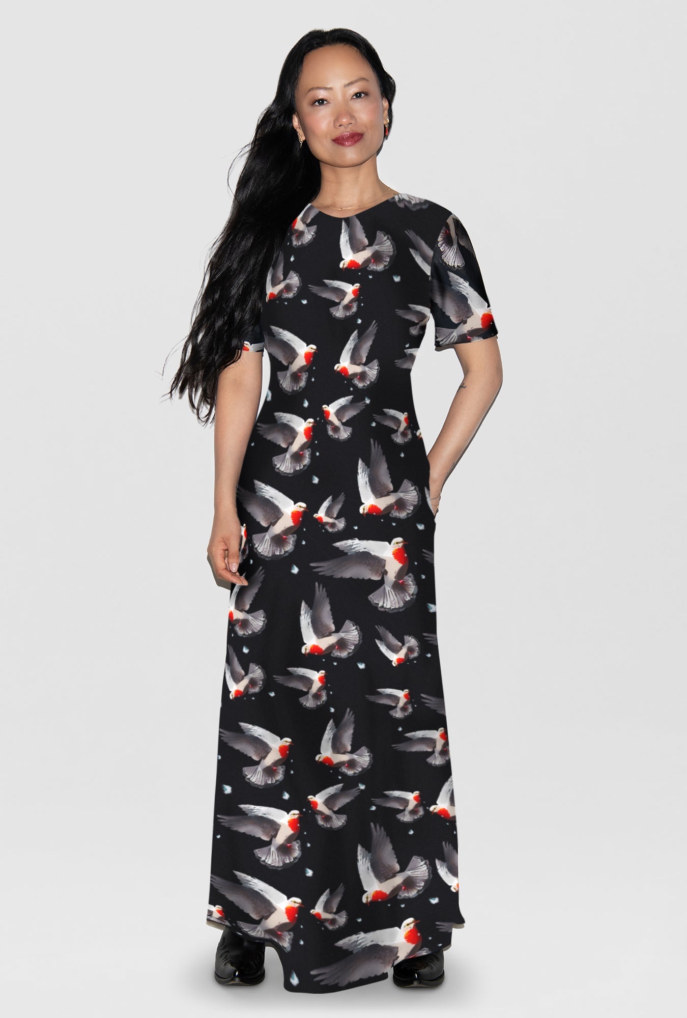 Silk Laundry | Short Sleeve Bias Dress - Bleeding Dove