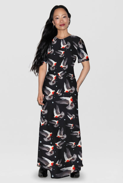 Silk Laundry | Short Sleeve Bias Dress - Bleeding Dove