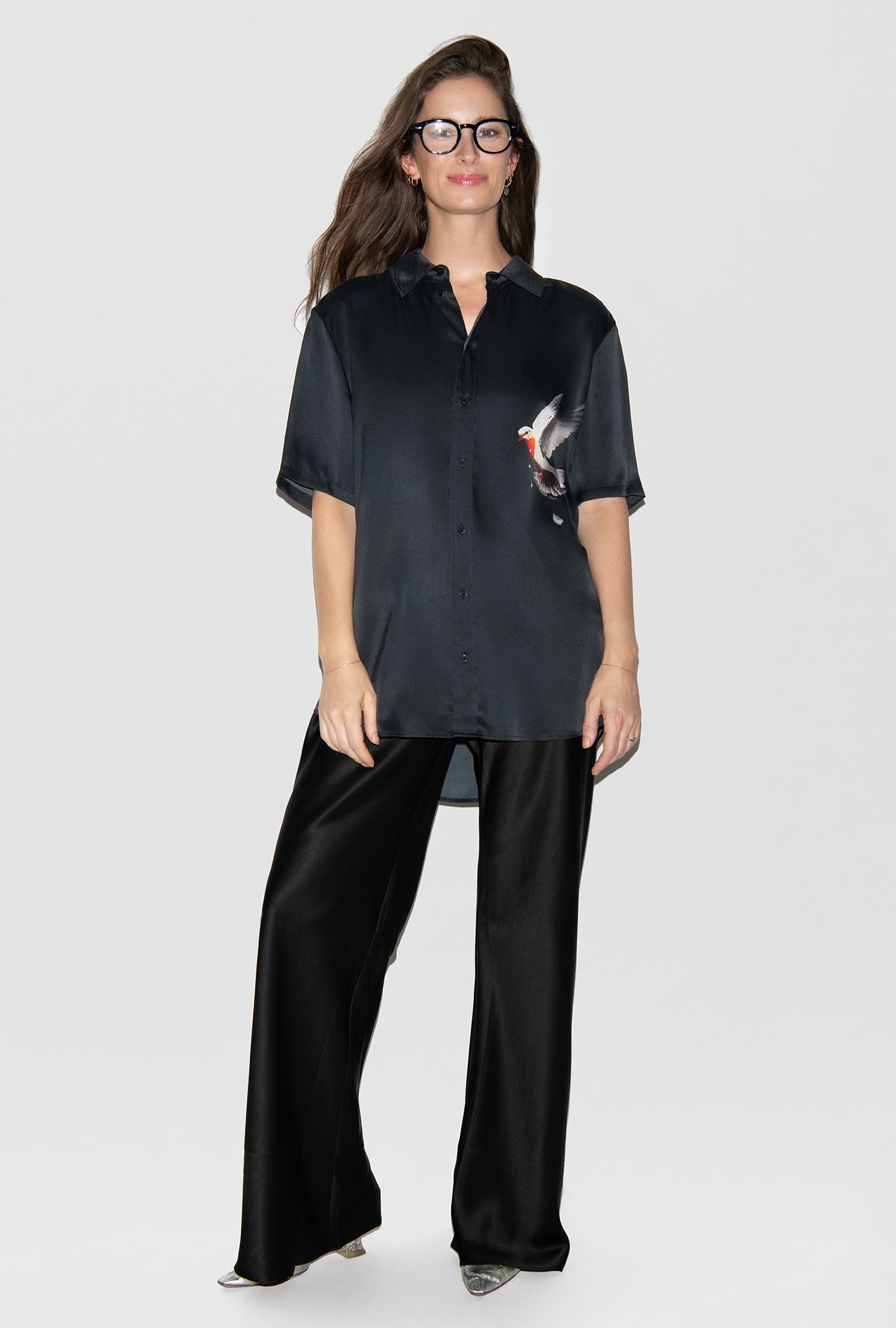 Silk Laundry | Short Sleeve Boyfriend Shirt - Bleeding Dove