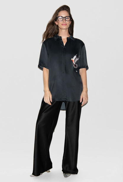 Silk Laundry | Short Sleeve Boyfriend Shirt - Bleeding Dove